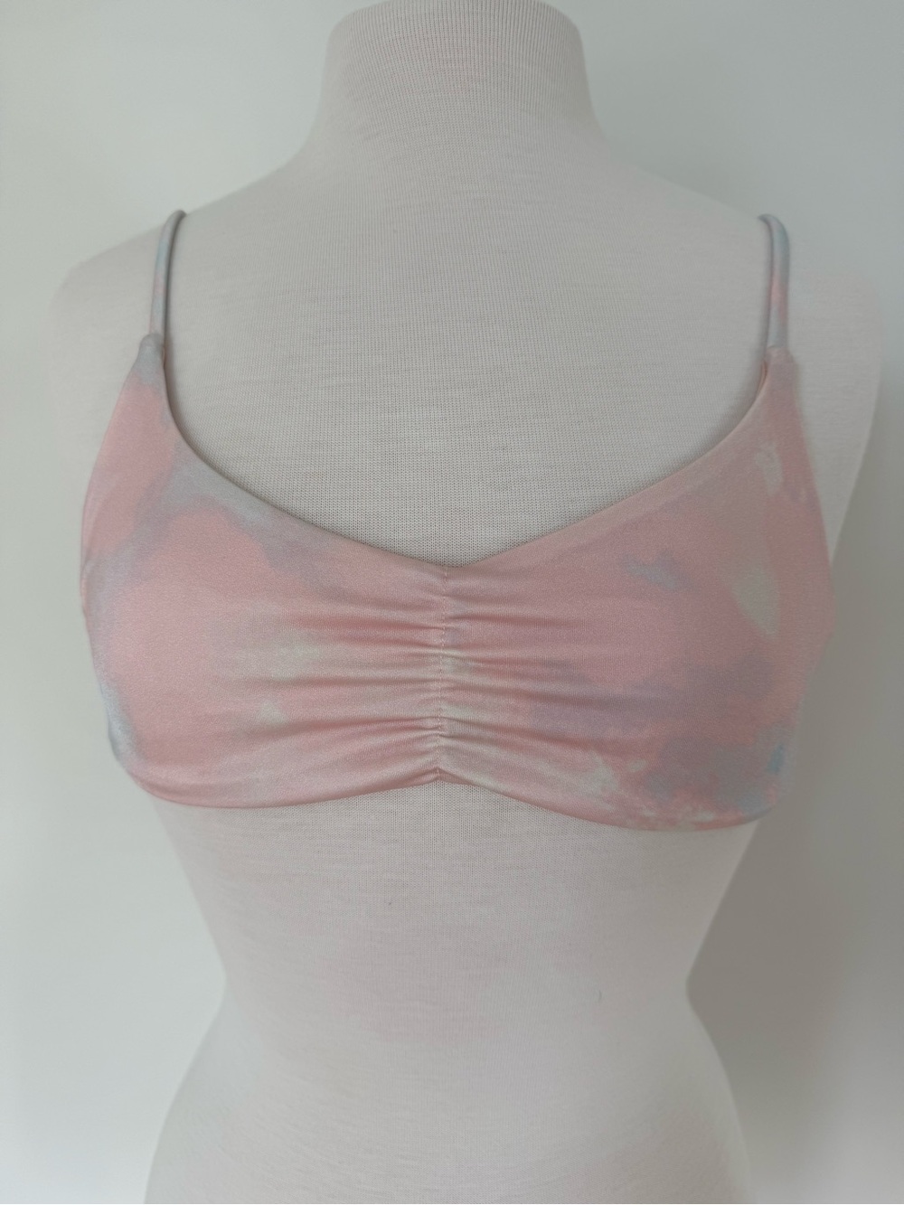 RVCA Pink Tie-Dye Ruched Bralette